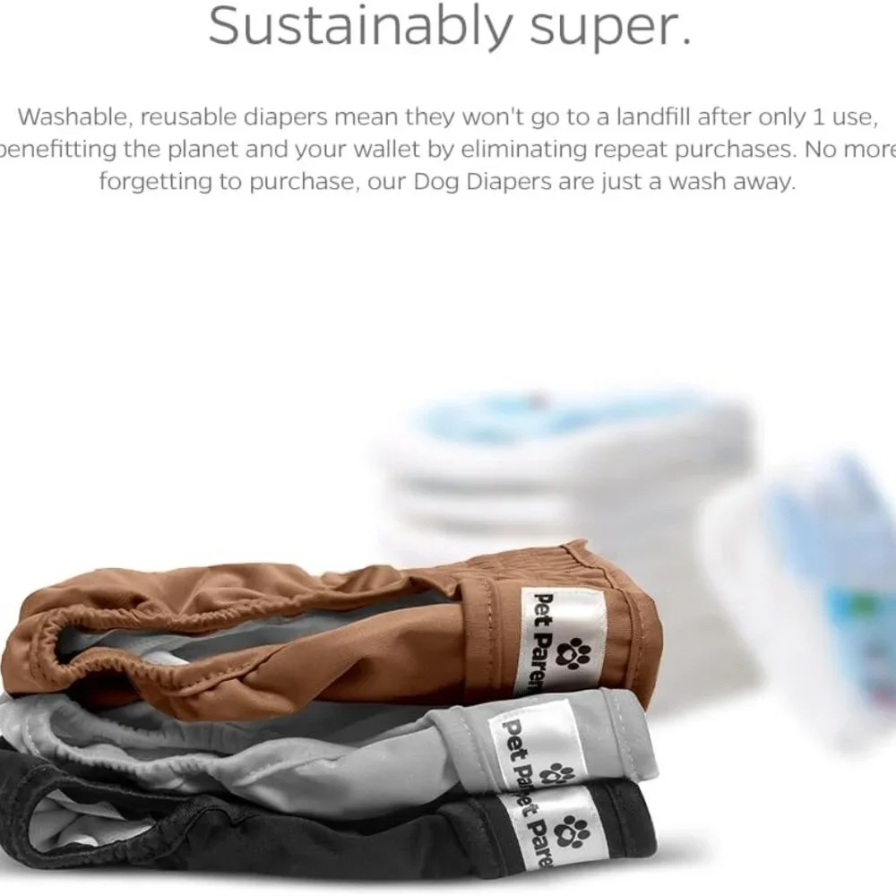 Pet Parents® Washable Dog Diapers (3pack) + Extendrs® Size XL Natural